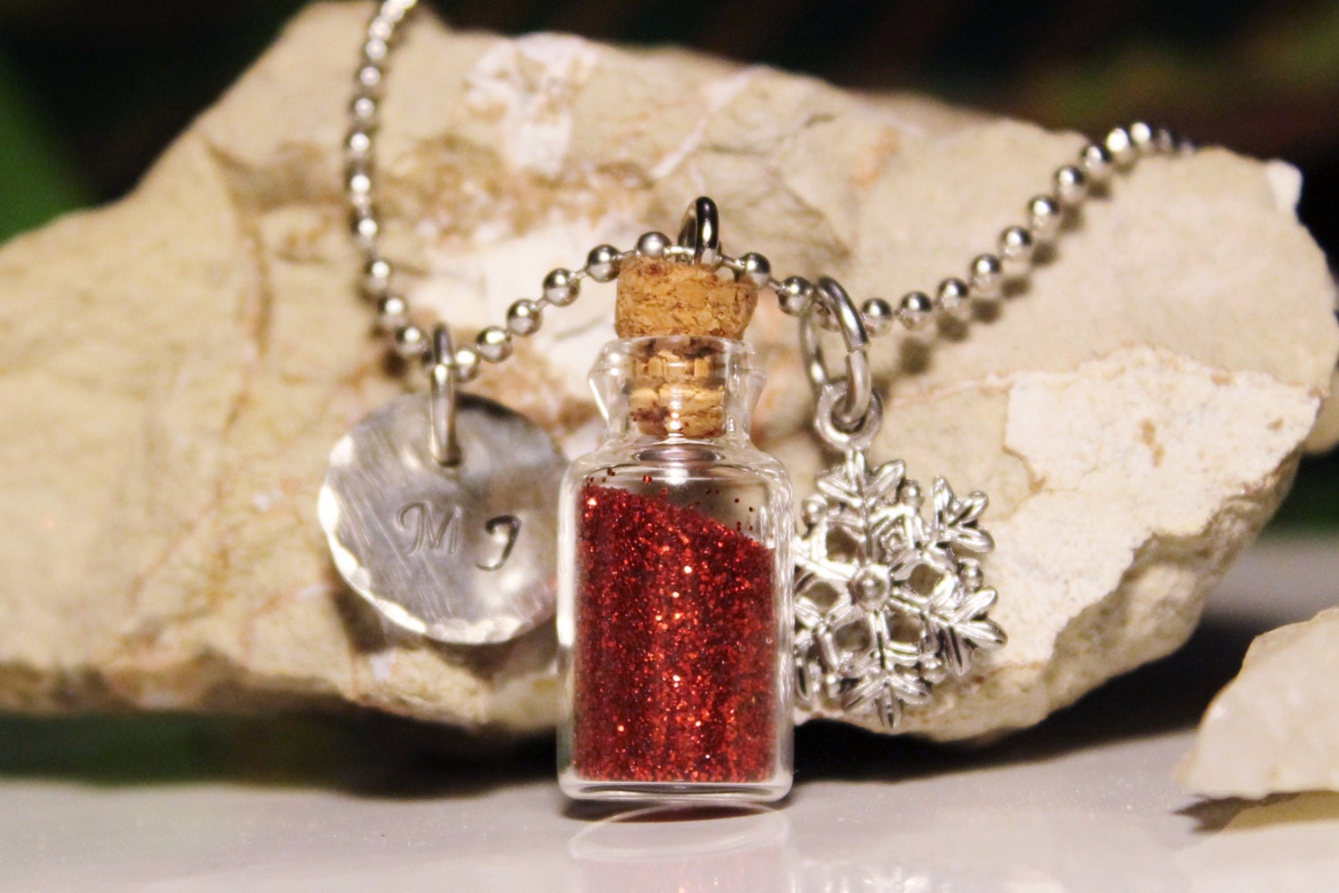 Baby Dust Mother's Necklace for "Snowflake" FET IVF baby with Birthstone and Initials Mother's Day Gift