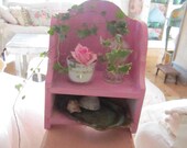 Shabby chic chippy pink wood shelf shabby chic prairie cottage chic