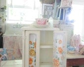 Vintage chippy painted white  cabinet cupboard cottage chic shabby chic prairie
