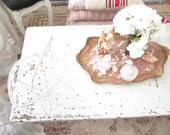 Vintage chippy white French metal white egg  basket  French country