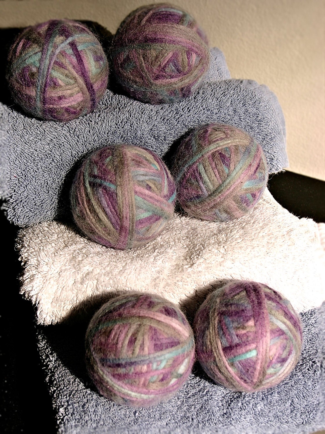 Felted Natural Wool Dryer Balls set of 6 purple unscented