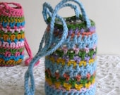 Hanging Jar, vase, crochet covered jar.