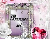 Shop Banner Avatar Blog Set 9 pieces and matching business card(printable)-jewelry,diamonds,gems,crystals