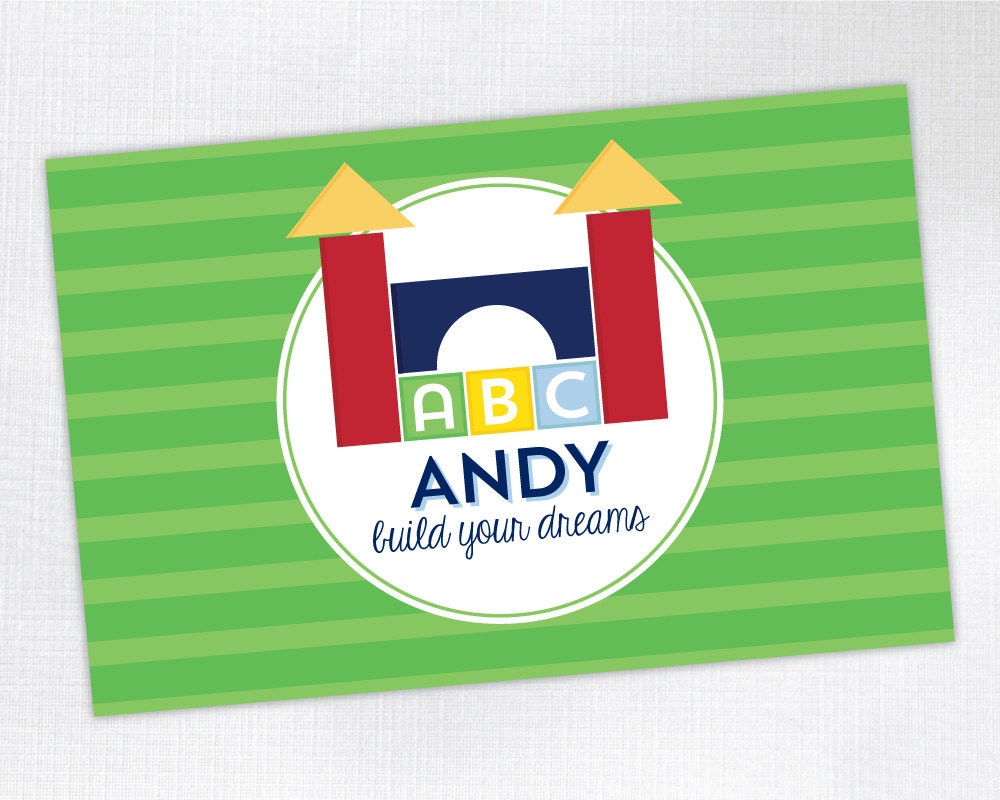 Personalized Placemat - Build Your Dream / Building Blocks - laminated, double-sided - Custom Kids / Childrens Placemat Il_170x135