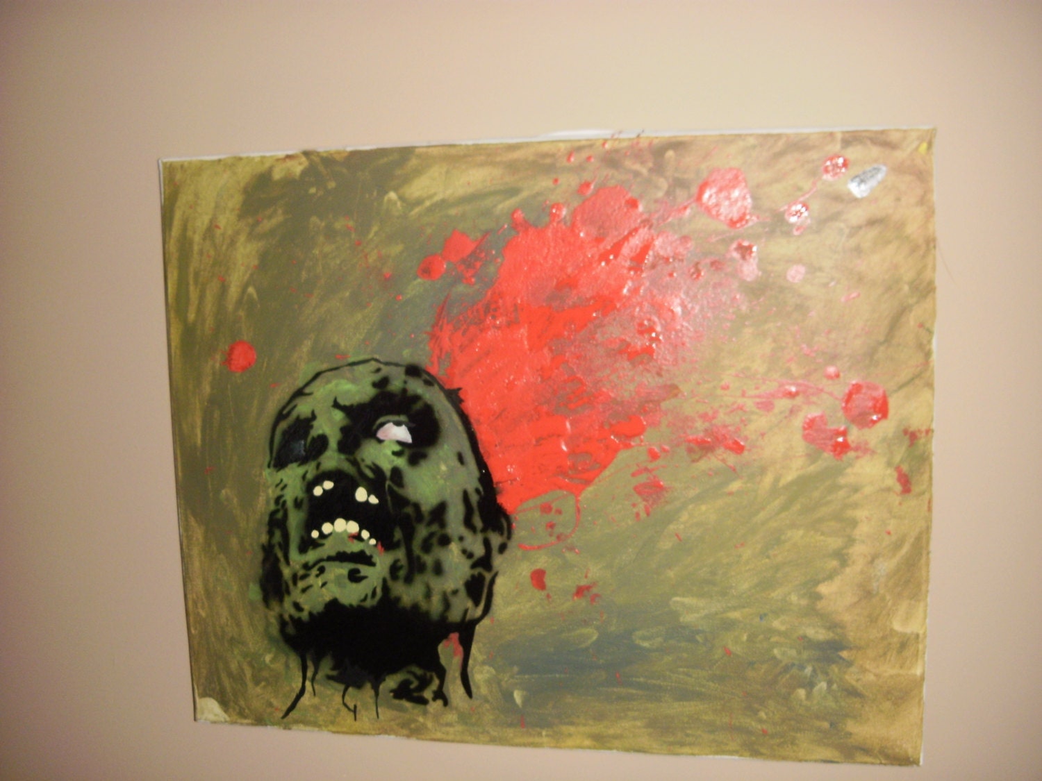Zombie Slaughter 20" x 16" custom canvas painting zombieland walking dead