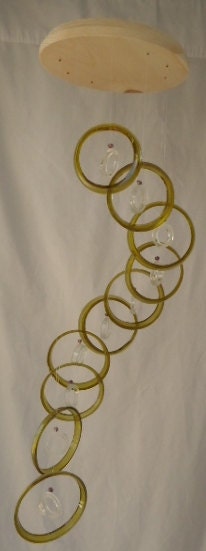 RECYCLING WINE BOTTLES into windchimes, eco friendly and green, mobile, wind chime, garden decor 113