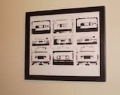 Vintage Retro Cassette Tape Screenprint Wall Hanging