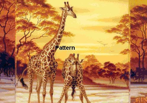 Giraffes N2. Counted Cross Stitch Pattern. PDF Files. Free shipping.
