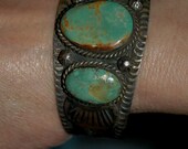 Old Pawn King's Manassa Turquoise Navajo Hallmarked sterling bracelet