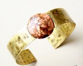 30% off Copper Round Disc Brass Handcrafted Hand Cut Oxidized Wide Metalwork Statement Bracelet Cuff Gift for Her.Free Shipping