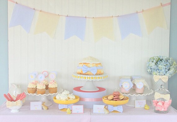 PRINTABLE PARTY COLLECTION -- Preppy Seersucker & Bow Ties Easter Collection -- Mirabelle Creations Il_570xn