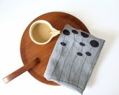 Tea Towel Steel Gray Linen Screen Printed Eco Friendly Modern Flowers