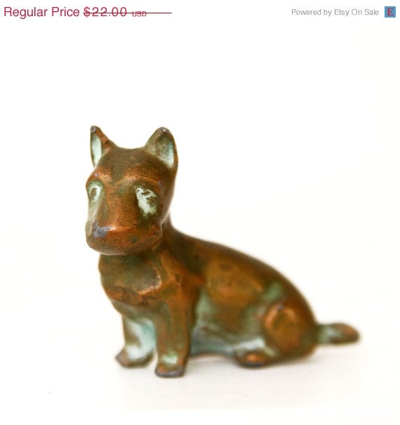20% OFF VINTAGE SALE Vintage Antique Brass Scottie Dog, Patina