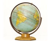 Vintage Antique Tin Toy Metal Globe by J Chein & Co, 9" Inch