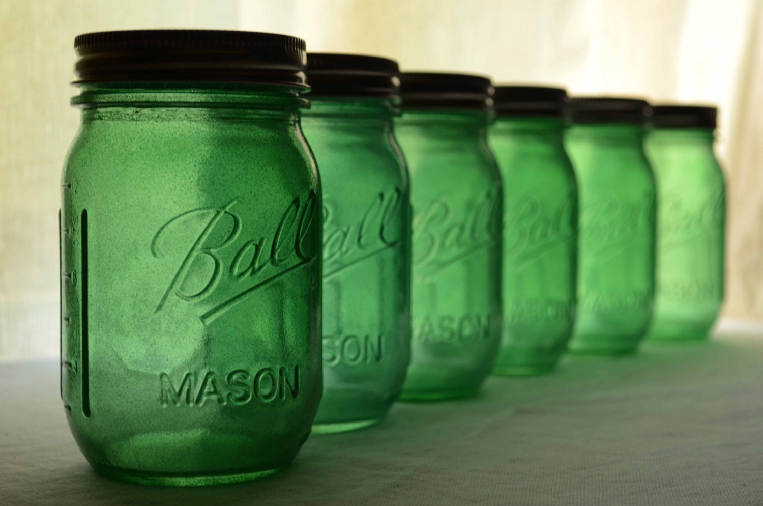 Stained Mason Jars - Sage Green - Set of 6 - Pint Size