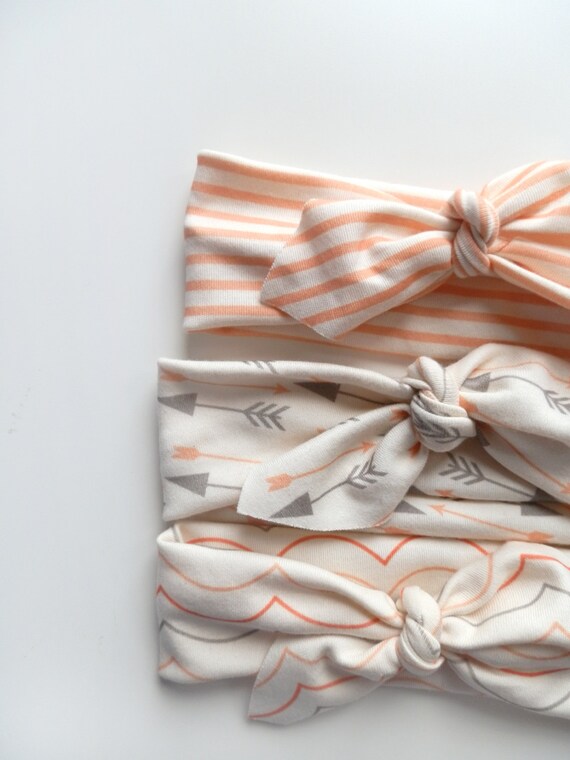 Baby Girl Headband, Set of 3, SURPRISE SET, Organic Cotton Stretchy Headbands, Newborn Photo Shoot Prop, Shower Gift