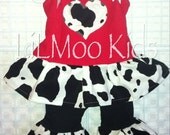 BOUTIQUE baby Custom Girls LiLMoo Cow cowGirl 0 3 6 12 18 24 2 T Pillowcase Ruffle Red Swing Top  & PANTS OUTFIT Black White Ruffles 