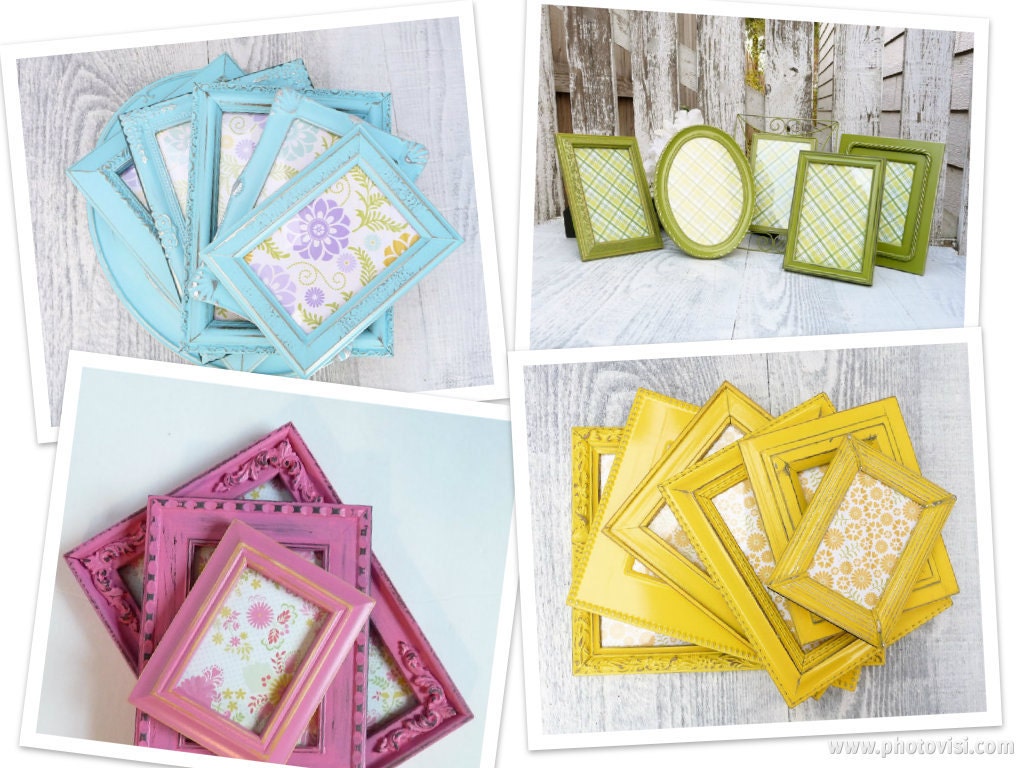 6 Medium Vintage Up-cycled SHABBY CHIC Frames