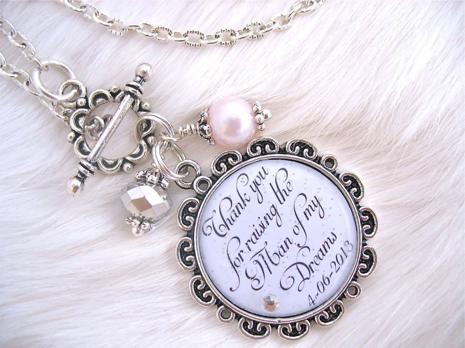 Mother of the GROOM Gift Raising MAN of My DREAMS Personalized Inspirational quote pendant necklace Beach Jewelry Mother in law