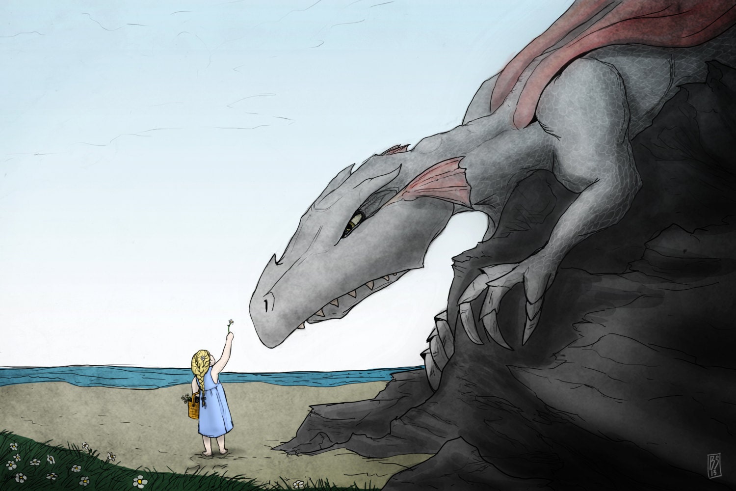 Flower Girl and Dragon - Art Print by Brice Shultz - 8"x12" Print