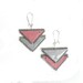 Geometric earrings zipper and leatherette, silver and pink, Hand painted, Chevron Earrings, geometric jewelry, recycled jewelry
