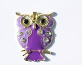 Purple Owl Pendant - Owl Charm - Rhinestone Connector - Braclet Connector - Bracelet Charm - ANimal Pendant