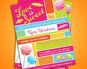 Candy themed / Color blocked bridal shower invitation - DIY printable - modern, geometric, vibrant and fun