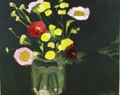 painting still life flowers jelly jar