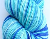 Kettle Dyed Sock Yarn, Superwash Merino and Nylon 75/25 Fingering Weight, in "Pool"