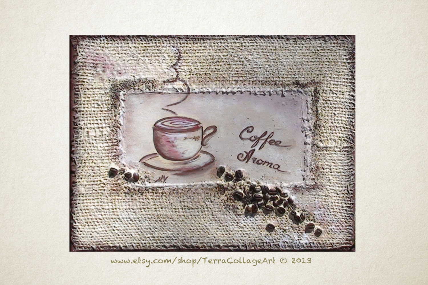 Coffee Aroma 11x14in. Original Mixed Media Art Home kitchen decor
