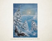 Winter Frosty Morning 5x7in. Original Mixed Media Painting home decor
