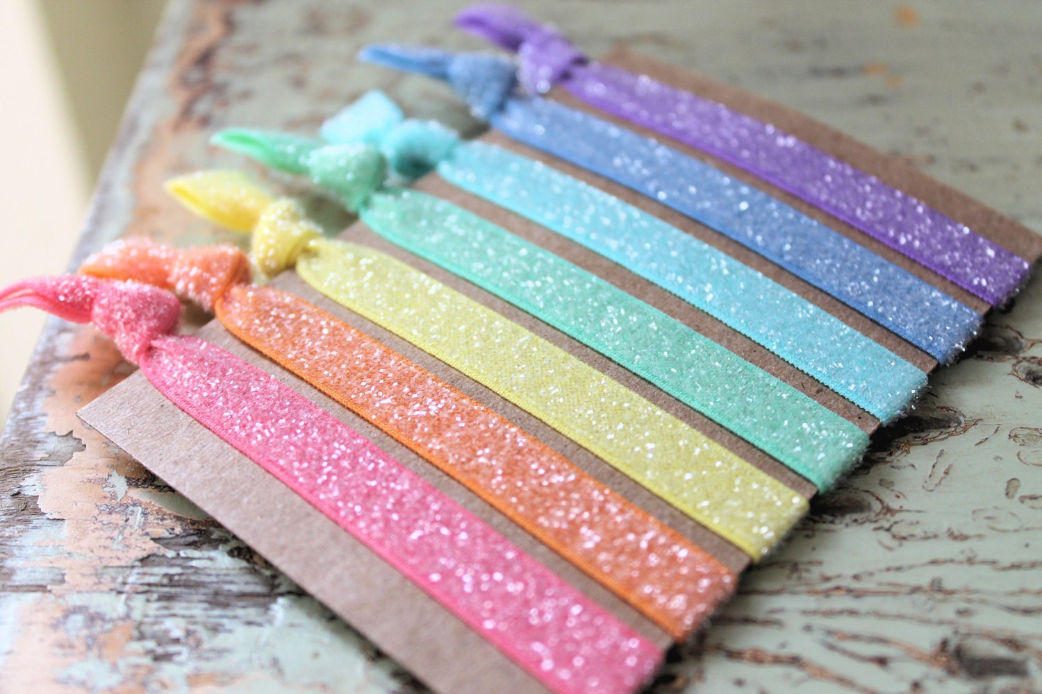 Glitter Elastic Hair Ties - Choose 3 colors - Frosted Collection - Knotted Hair Ties - Ponytail Holders