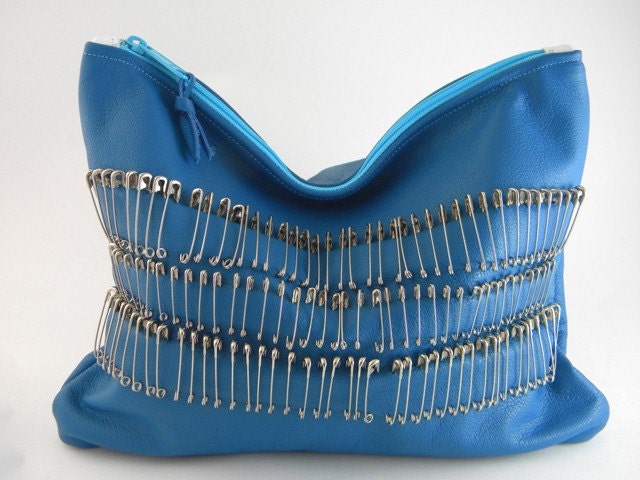 Pinned Leather Statement Clutch