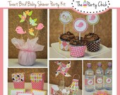 Party Kit,  Printable,  Baby Shower  Girl,  Tweet Bird, INSTANT DOWNLOAD,   Birds,   -Diy Editable Text Printable Pdf