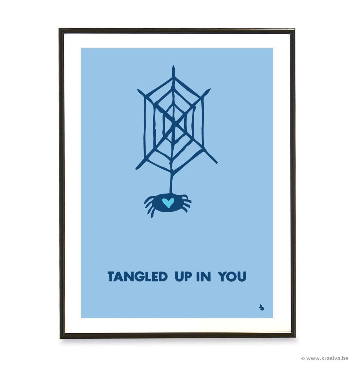 Blue love quote poster love spider heart cobweb home decor poster print - Tangled up in you - A3