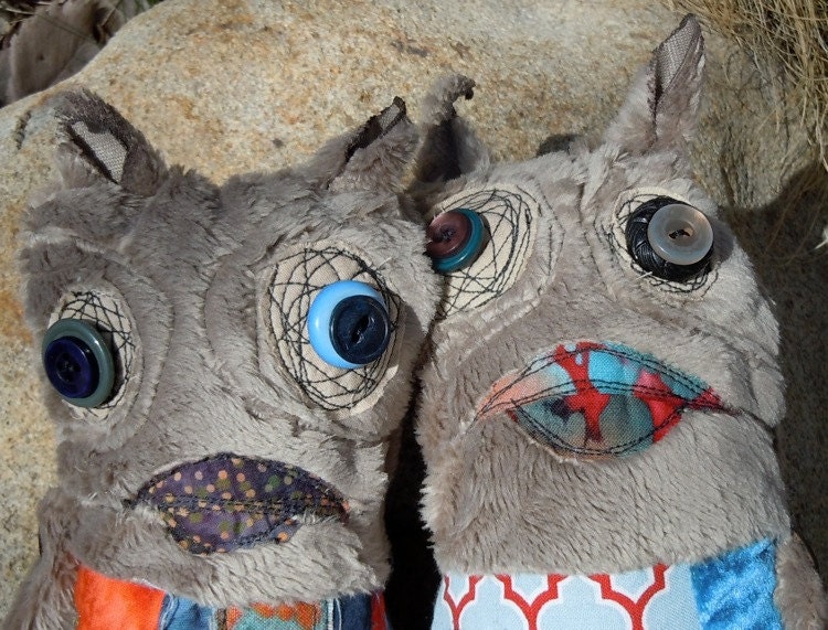Siamese twins squirrel handmade art doll
