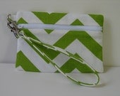 Wristlet Wallet in Lime and White Chevron, Chevron Wallet, I phone Wallet