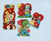 Lot of 1950's Grade School Valentines Day Cards, Mid Century Home Decor, Gift For MOM, Vintage Cards For Kids