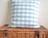 Duck Egg Blue Cushion Cover, Gingham Check Pillow