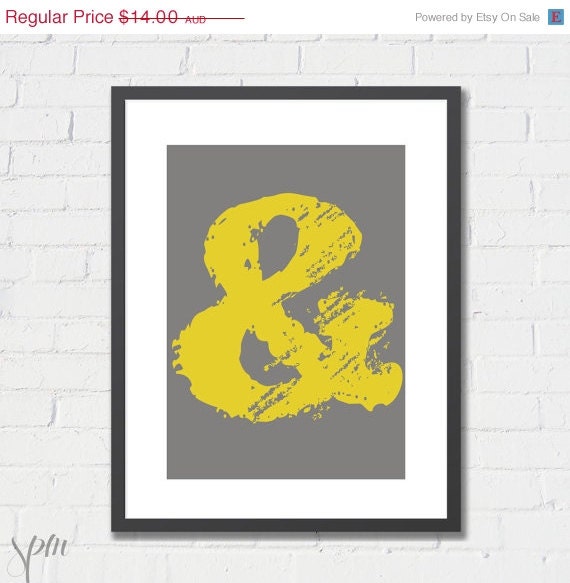 Art Print Ampisand Yellow and Gray 8x10 or A4
