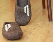 Felted wool slippers for women or men - brown house shoes - fathers day gift