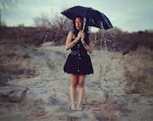 Surreal portrait - Girl with umbrella and rain 10x10 print - erikakvictor