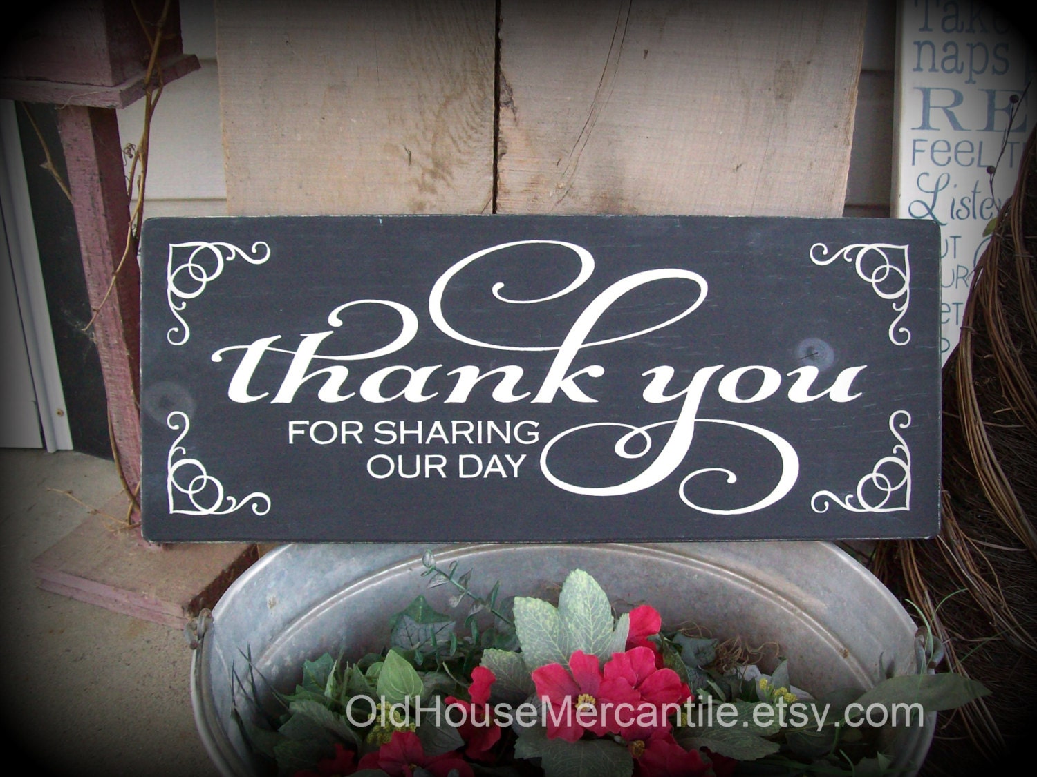 Thank You for Sharing Our Day   -- Wedding -- Painted Wooden Signs
