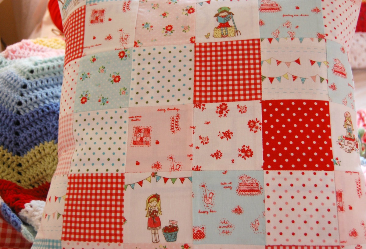 The Simple Life - Patchwork Pillow Cover - Pillow Cover -   Pillow - 18 inch - Riley Blake