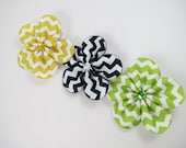 Chevron Flower Hair Clip - Yellow Chevron Hair Clip - Green Chevron Hair Clip - Black Chevron Hair Clip - Flower Hair Bow - Chevron