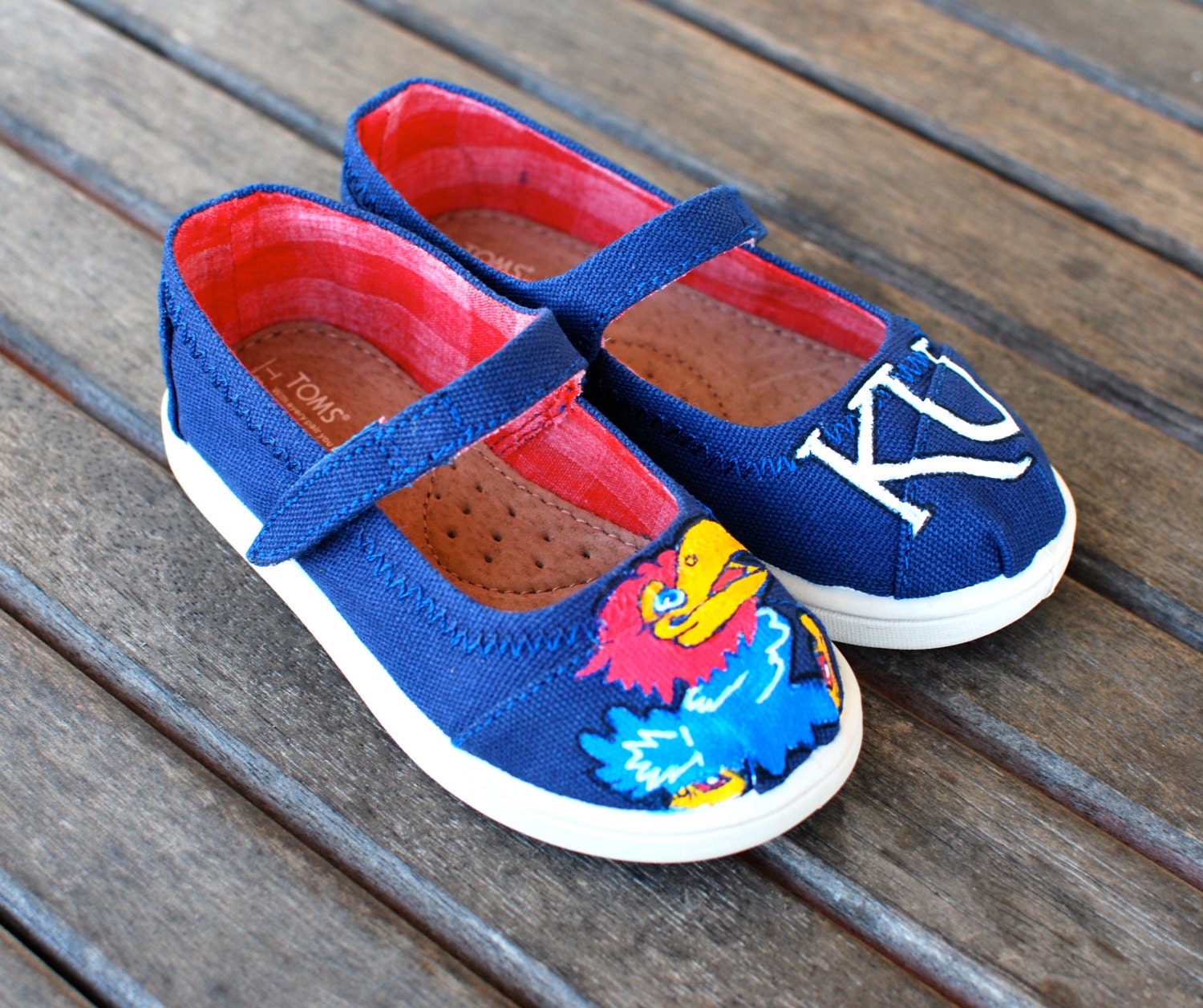Kansas University Jayhawks Navy Mary Jane Tiny TOMS