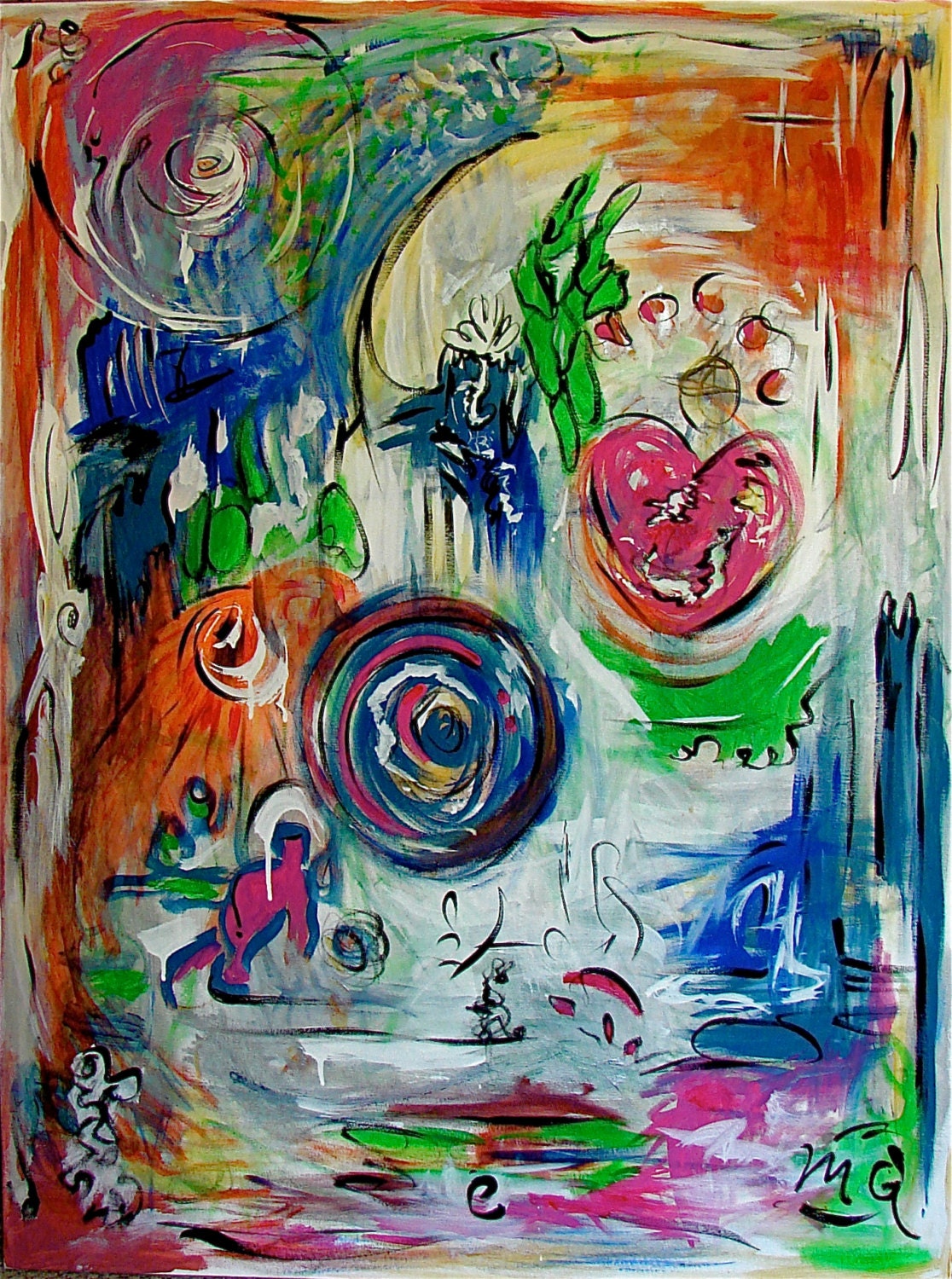 Colorful Modern Art Abstract 8 x 10 Print Giclee on Hanamuehle Bamboo Paper by Mary Gaspar Art