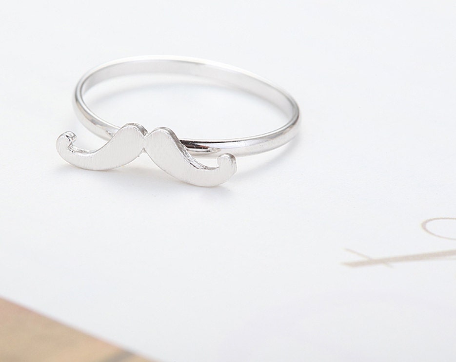 Adjustable Mustache Ring - Silver // R0018-SV // Adjustable Ring, Everyday Jewelry, Birthday Gift, Simple, Chic