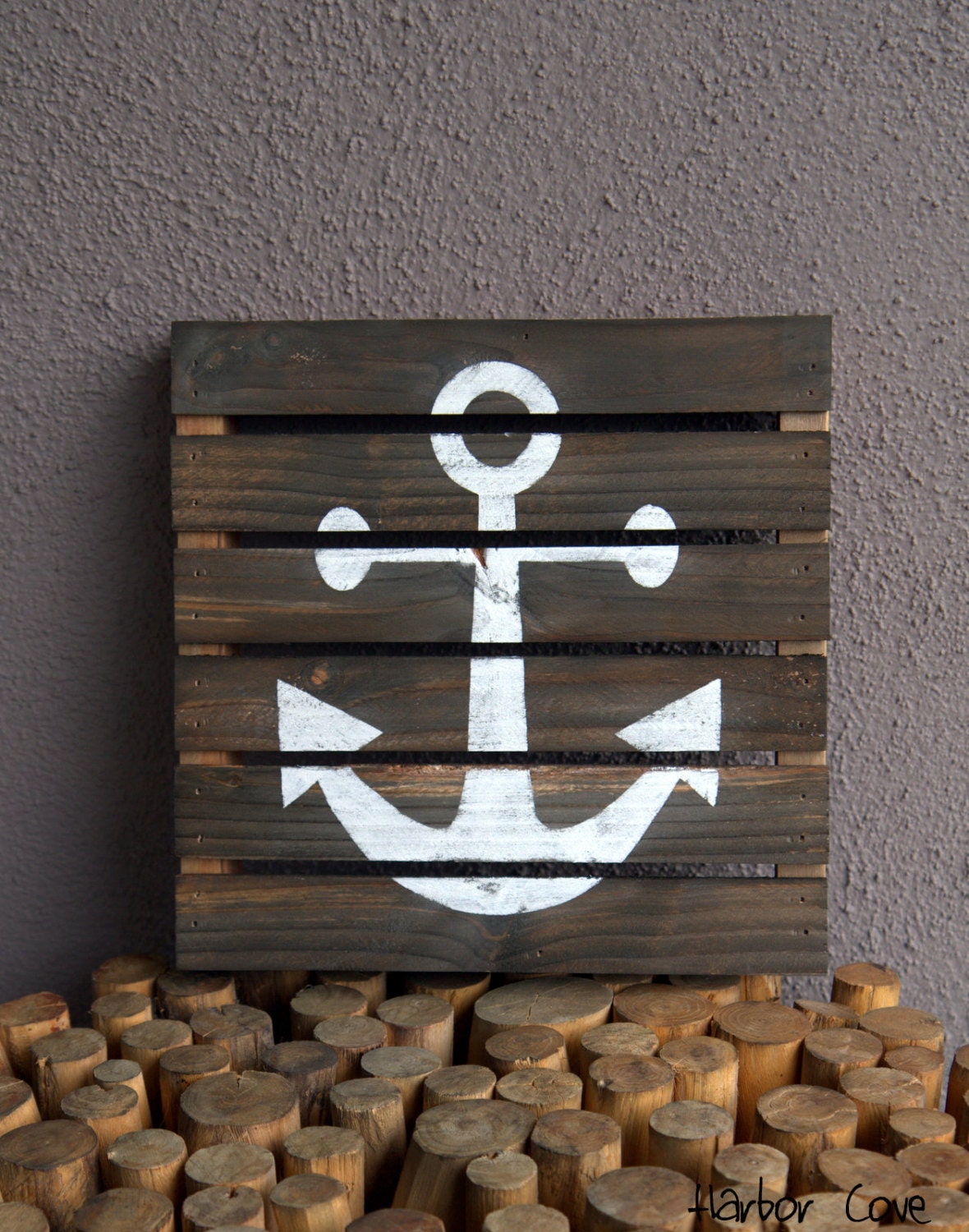 Rustic Gray Anchor Pallet Wood Sign