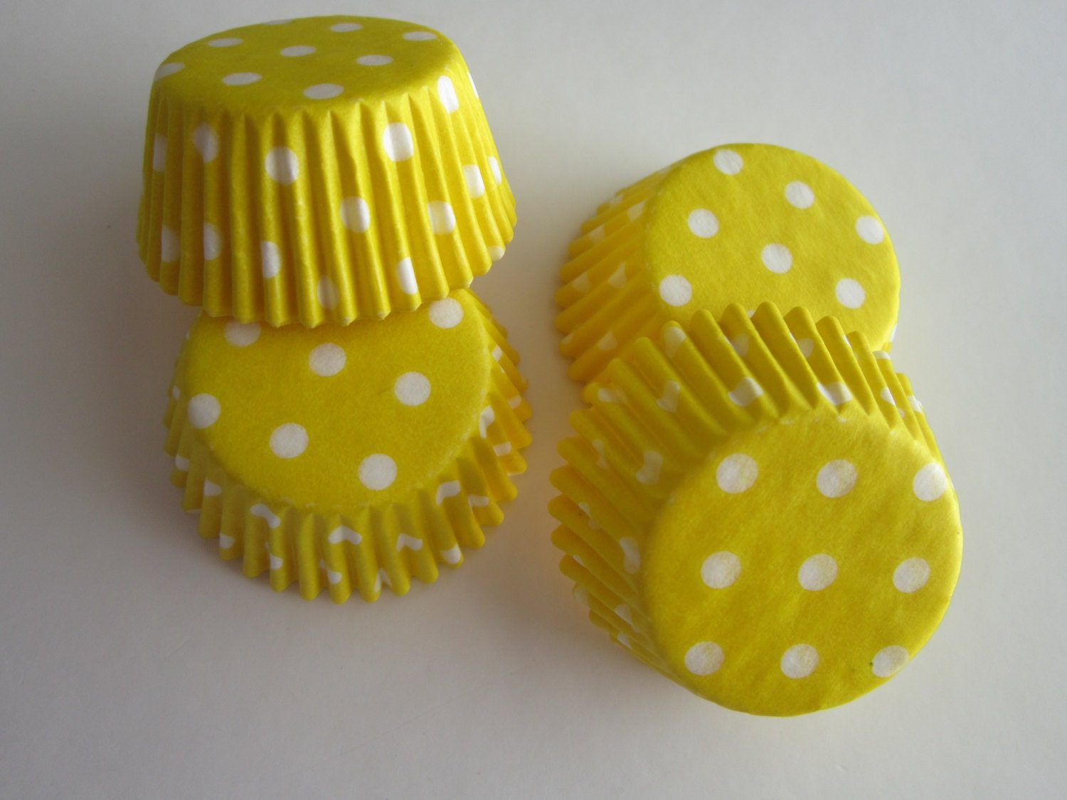 60 MINI Yellow Polka Dot Cupcake Liners Il_170x135